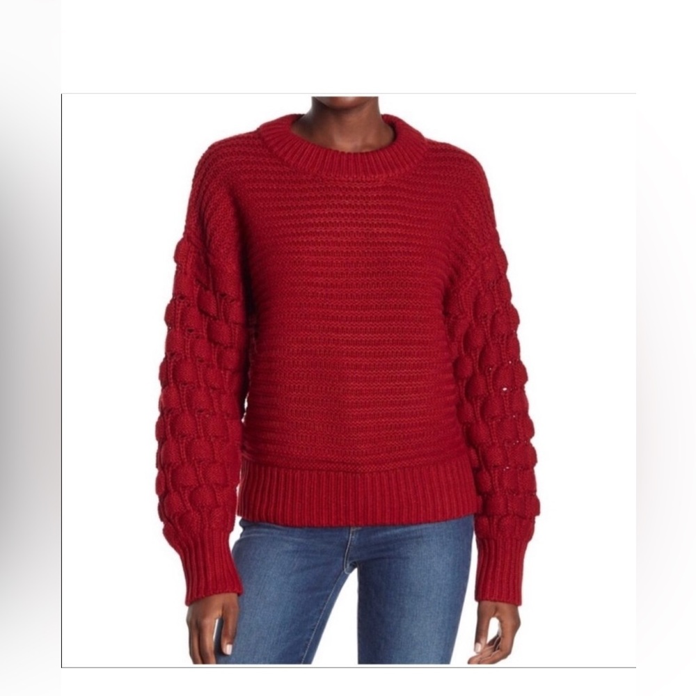 Elodie Bubble Sleeve Rust Red Pullover Sweater